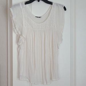 Earthbound Crocheted Flutter Sleeve Top